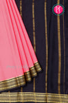 Pure Mysore Crepe Silk Saree-Babypink And Black-PA28981