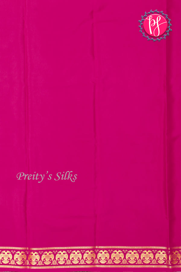 Pure Mysore Crepe Silk Saree-Gandaberunda Border-Pink-PA20598