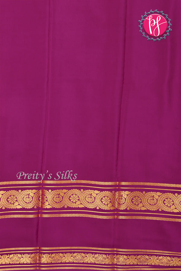 Pure Mysore Crepe Silk Saree -Yellow And Purple skyblue-PA01233