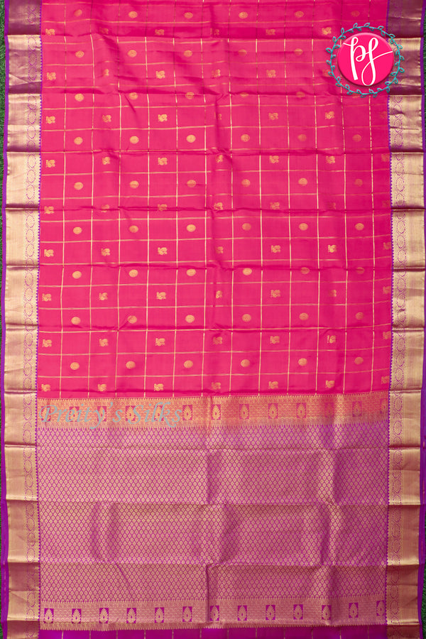 Pure Kanchipuram Silk Saree-Kankambara Pink And Purple-PA23588