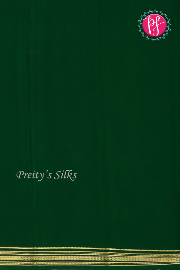 Pure Mysore Crepe Silk Saree-Bottlegreen -PA19538