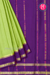 Pure Mysore Crepe Silk Saree-Pistagreen And Purple-PA22264