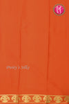 Pure Mysore Crepe Silk Saree-Gandaberunda Border-Orange-PF84405