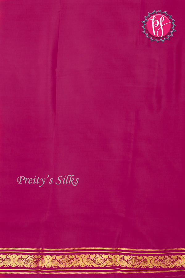 Pure Mysore Crepe Silk Saree -Orange And Pink BottleGreen -PA01239