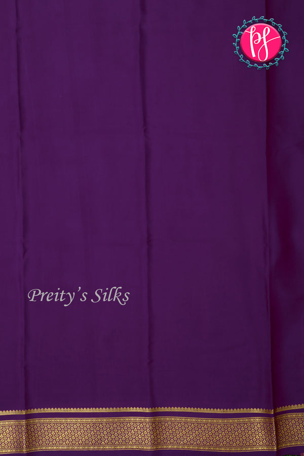 Pure Mysore Crepe Silk Saree-Peach And Purple-PA22355