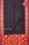 Pure Pochampally Soft Silk saree - Deep Navy Blue- Orangish Pink-PF02662