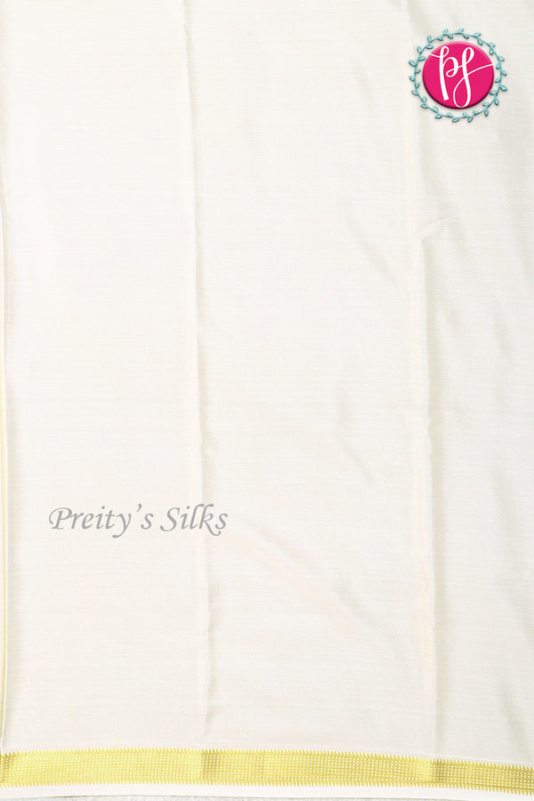Pure Mysore Crepe Silk Saree -Pastel orange And White-PA09448