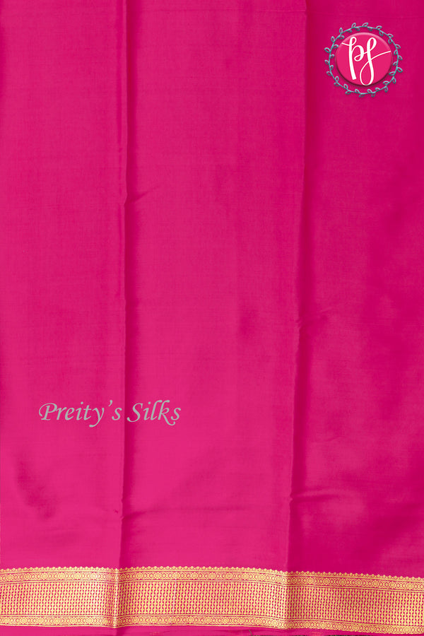 Pure Mysore Crepe Silk Saree -Bottlegreen And Pink-PF82724