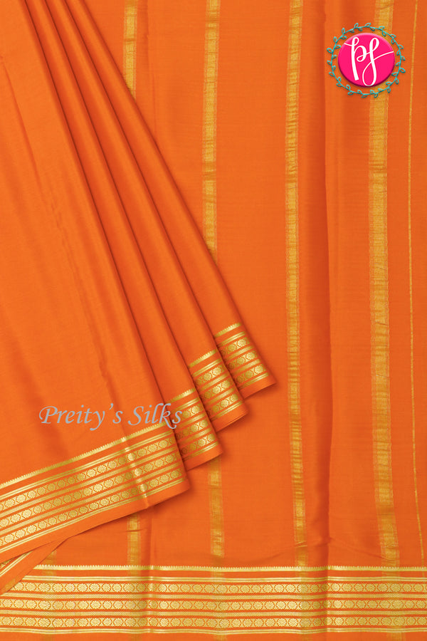 Pure Mysore Crepe Silk Saree-Orange-PA33665