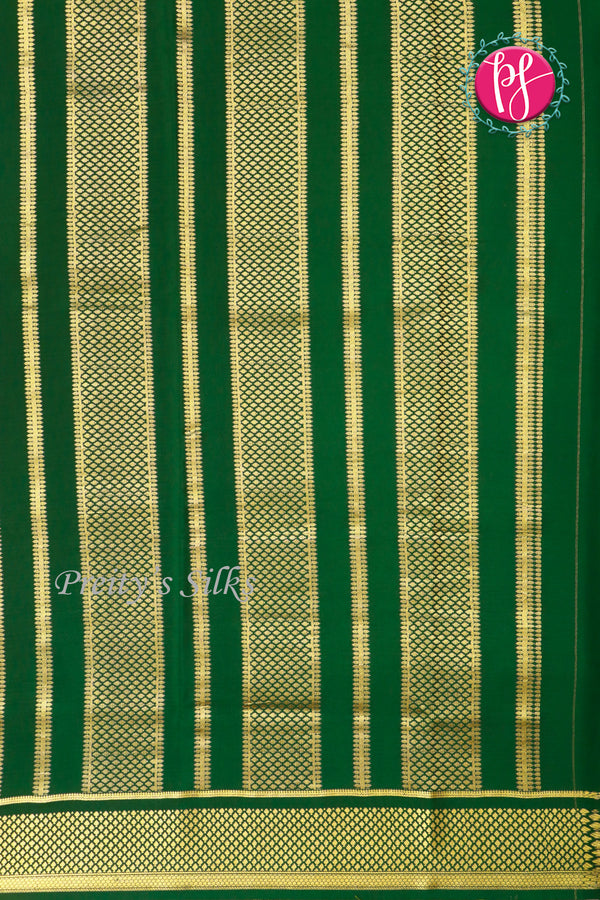 Pure Mysore Crepe Silk Saree -Mustardyellow And Bottlegreen-PA10699