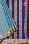 Pure Mysore Crepe Silk Saree-Bluishgrey And Navyblue- PA22389