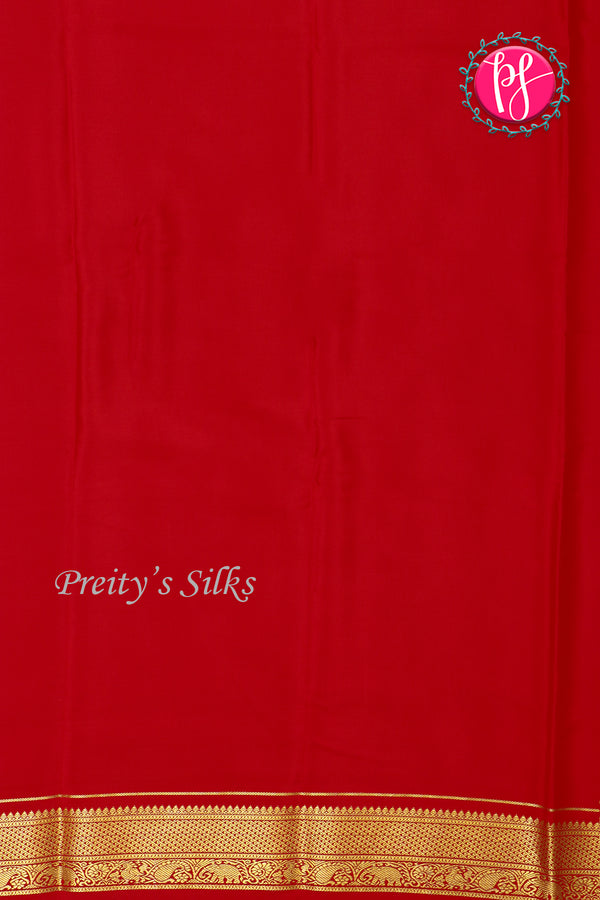 Pure Mysore Crepe Silk Saree-Red-PF20850