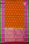 Half Pure Kanchipuram Silk Saree- ORANGE Triple Border- PA24996