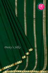 Pure Mysore Crepe Silk Saree-Bottlegreen- PA21766