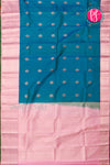 Pure Kanchipuram Silk Saree-Peacockblue And Babypink-PA25014