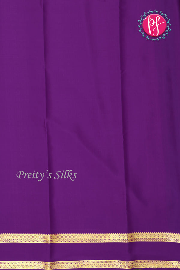 Pure Mysore Crepe Silk Saree -Skyblue And Deeppurple-PF86048