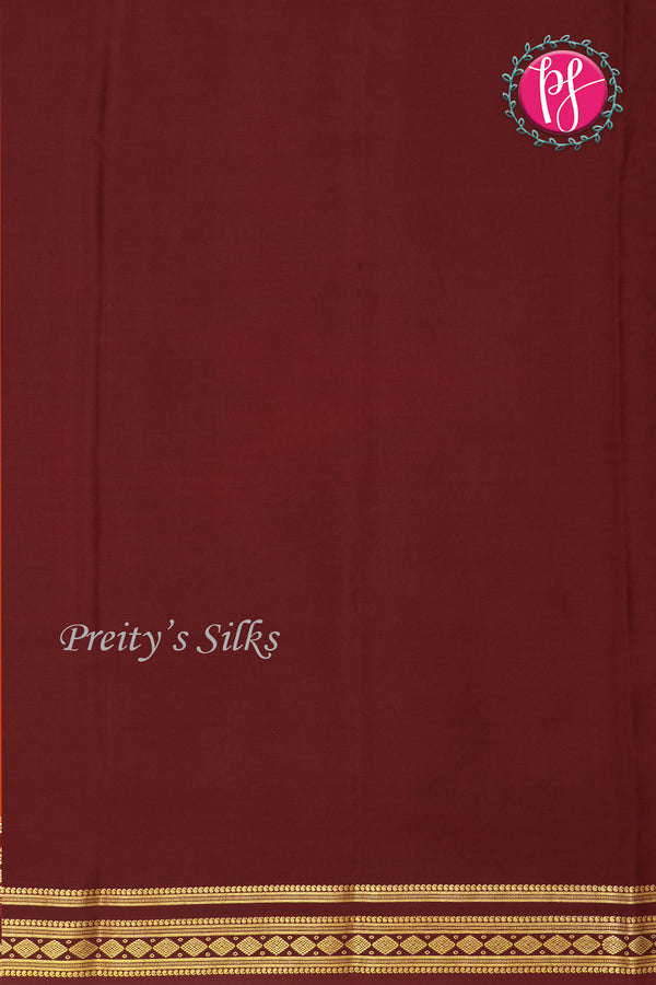 Pure Mysore Crepe Silk Saree-Rustorange And Marron-PA19913