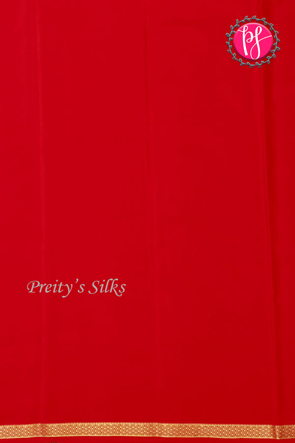 Pure Mysore Crepe Silk Saree-Doublechecks-Red-PA20527