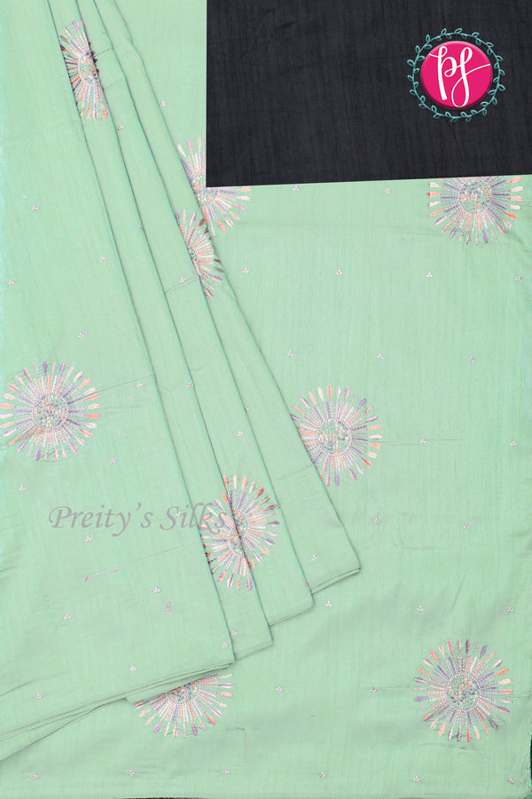 Semi Tussar Silk Saree with Embroidery work- PF71757(some design has contrast blouse )