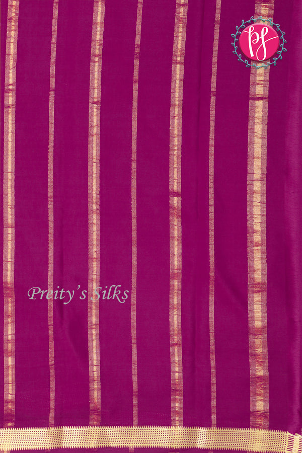 Pure Mysore Crepe Silk Saree -Olive Green And Deep Magenta-Pink-PA09448