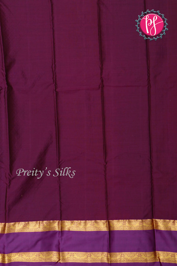 Semi Pure Kanchipuram Silk Saree-Mustard yellow And Purple-PF55938