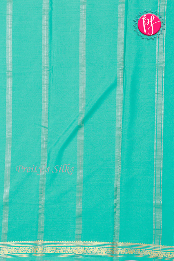 Pure Mysore Crepe Silk Saree-Navyblue And Seablue- PA28638