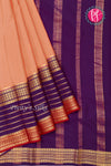 Pure Mysore Crepe Silk Saree -Peach AndDeep Violet Red-PA01211