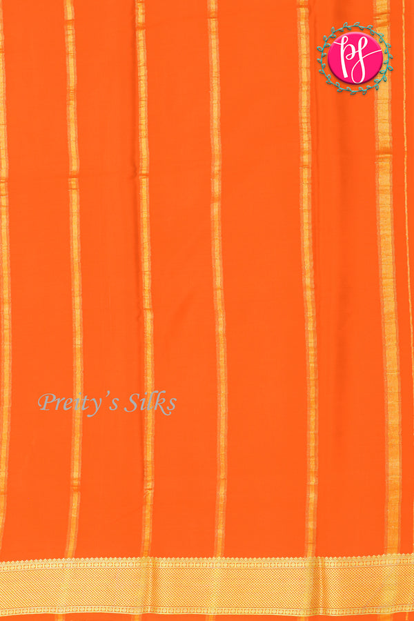 Pure Mysore Crepe Silk Saree-Mint green And Orange-PA22316