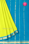 Pure Mysore Crepe Silk Saree -Limegreen And Ramablue-PA10650