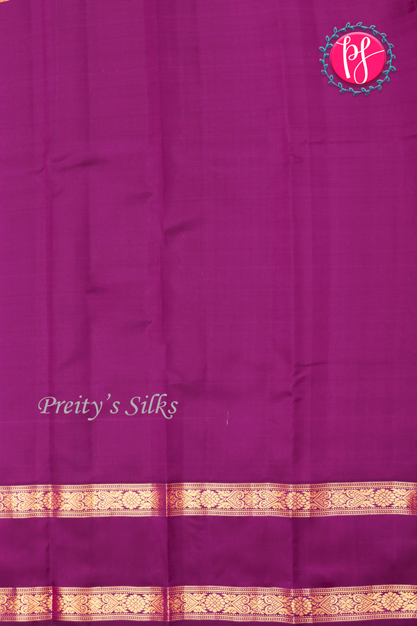 Pure Kanchipuram Silk Saree-Sunset orange And Purple-PA20377
