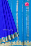 Pure Mysore Crepe Silk Saree-Royalblue And Tealblue-PA20648