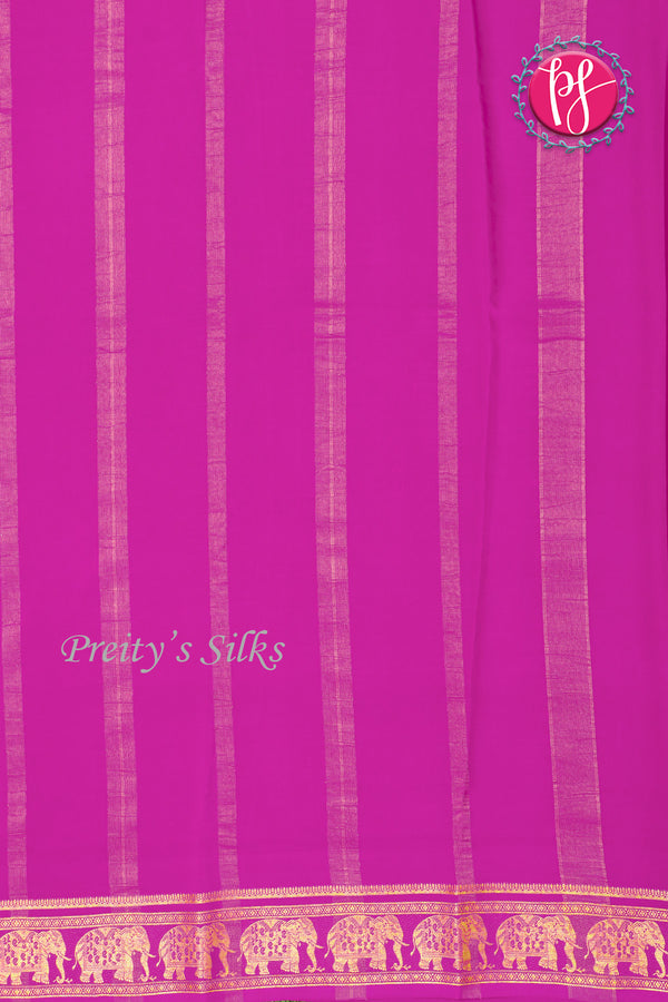Pure Mysore Crepe Silk Saree-Contrast-Softpeach And Pink- PA19804