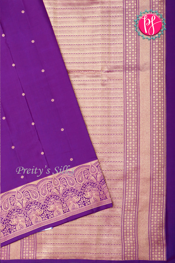 Pure Kanchipuram Silk Saree-Purple-PA20369