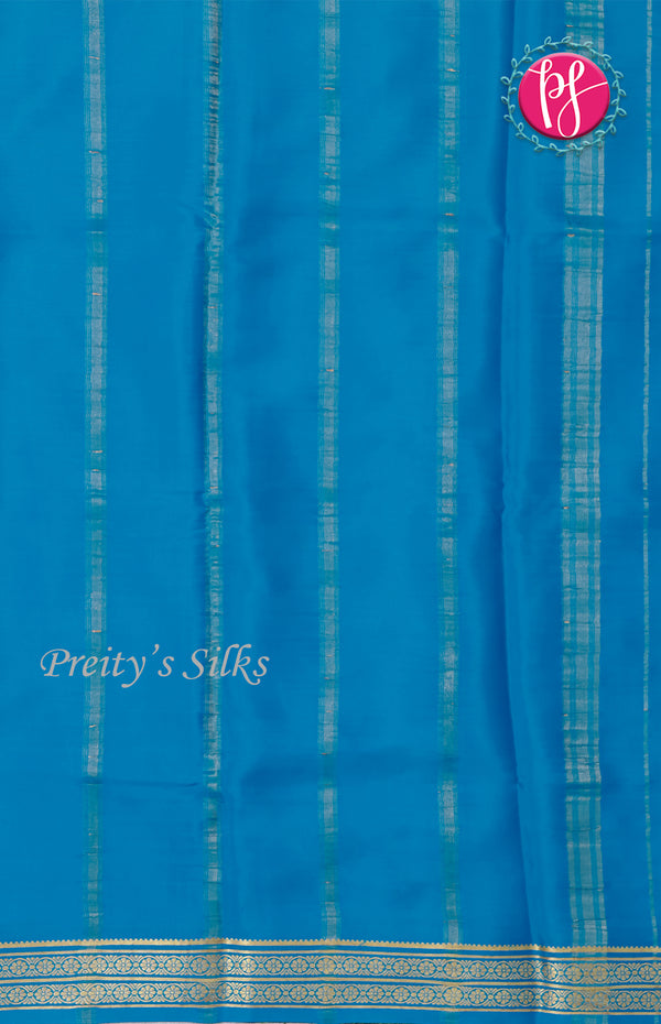 Pure Mysore Crepe Silk saree-Royal blue And Lightblue-PF37968