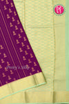 Pure Mysore Crepe Silk Saree -Deeppurple And Seagreen-PA01163