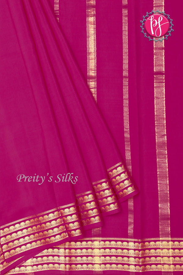 Pure Mysore Crepe Silk Saree-Pink-PA19558