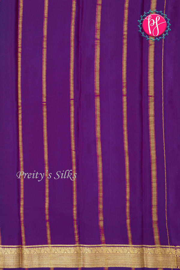 Pure Mysore Crepe Silk Saree-Tealgreen And Purple -PA28962