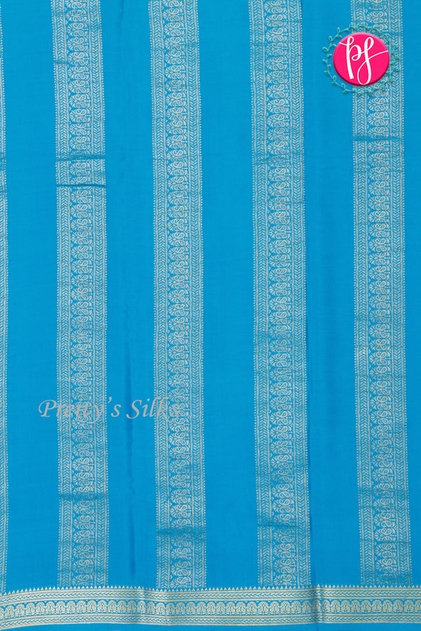 Pure Mysore Crepe Silk Saree-Double checks-Royalblue And Tealblue-PA26523