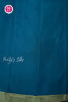 Pure Mysore Crepe Silk Saree-Half And Half pattern-Olive green And Tealblue- PA56238