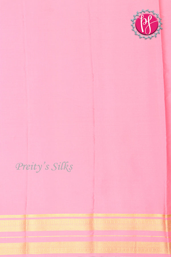 Pure Mysore Crepe Silk Saree-Darkgreen And Light pink-PA19929