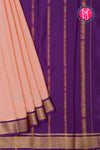 Pure Mysore Crepe Silk Saree-Peach And Purple-PA22355