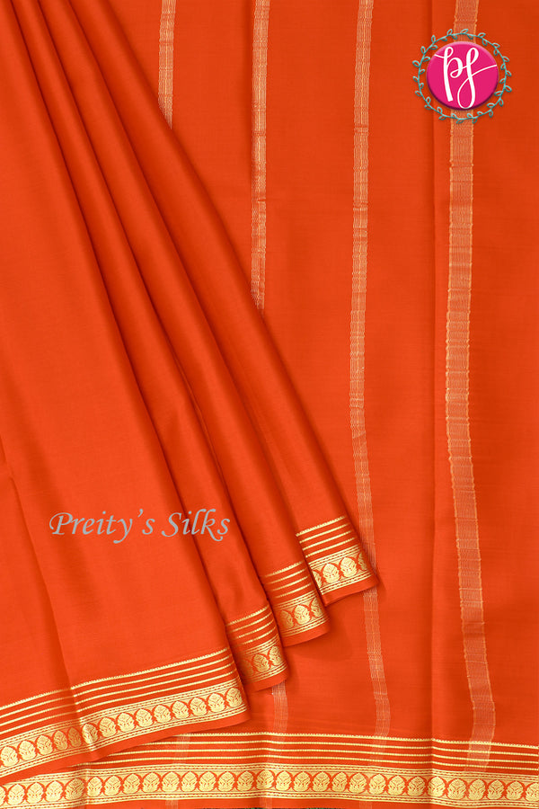 Pure Mysore Crepe Silk Saree -Orange-PA03096