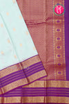 Pure Kanchipuram Silk Saree-Iceblue And Purple-PA23554