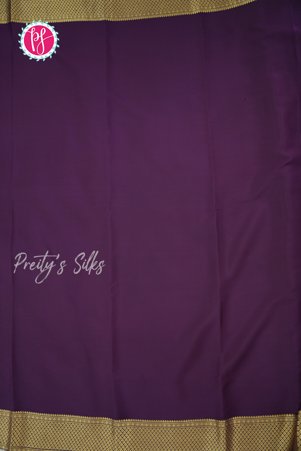 Pure Mysore Crepe Silk Saree-Half And Half pattern-DistempergreenAnd DeepPurple- PA56238