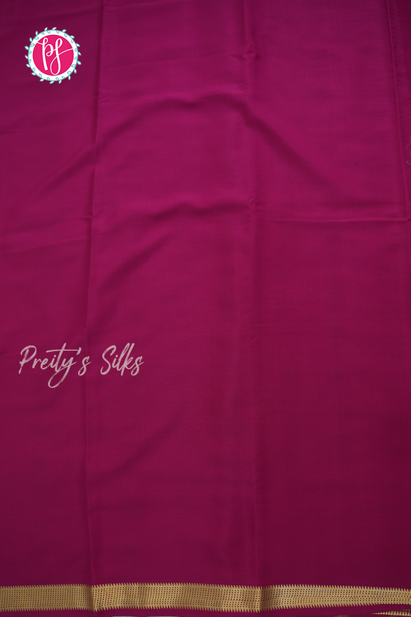 Pure Mysore Crepe Silk Saree-Bottlegreen And Mejentapink- PA56111