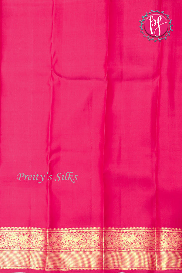 Pure Brocade Kanchipuram Silk Saree-Bright reddish Pink-PA04495