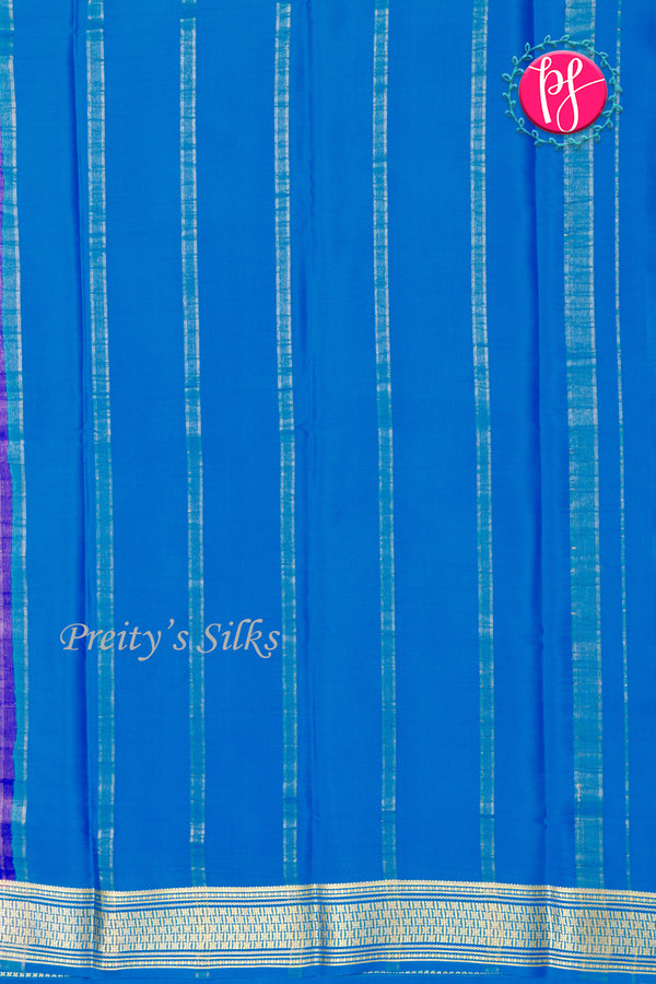 Pure Mysore Crepe Silk Saree-Royalblue And Tealblue- PA34000
