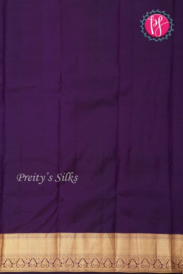 Pure Kanchipuram Silk Saree-Dark purple-PA04341