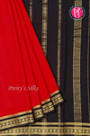 Pure Mysore Crepe Silk Saree-Red And Black-PA19913