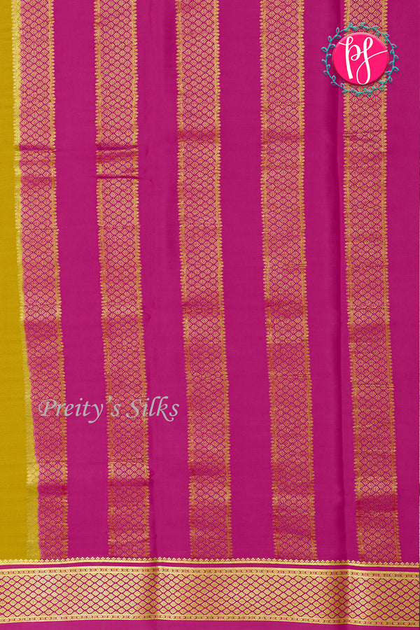 Pure Mysore Crepe Silk Saree-Honey Gold And Pink-PA22389